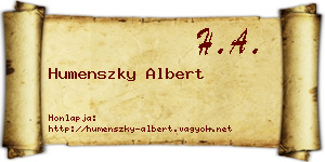 Humenszky Albert névjegykártya